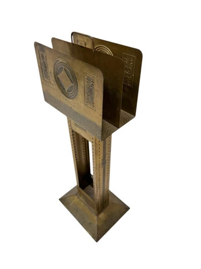 Vienna Secession Patinated Brass Magazine Rack, 1900s